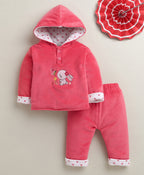 Bumzee Coral Embroidered Winter Set, Full Sleeves, Cotton Blend