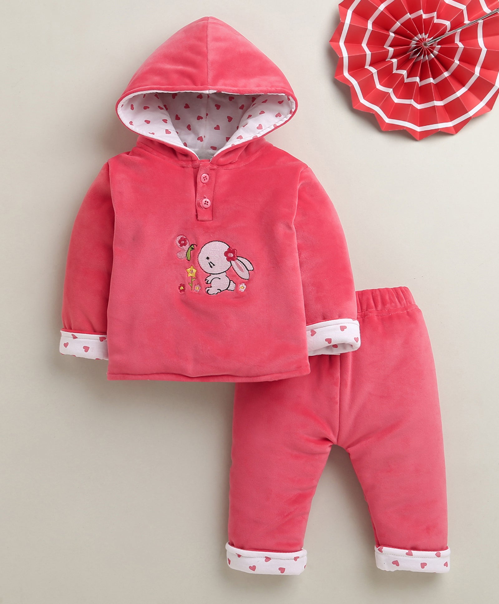 Coral Girls Full Sleeves Cotton Blend Winter Wear Set