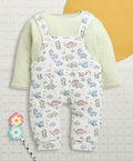 Bumzee White & Green Animal Print Romper, Full Sleeves
