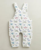 Bumzee White & Green Animal Print Romper, Full Sleeves