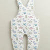 White & Green Boys Full Sleeves Poly Blend Dungaree Set / Romper
