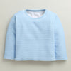 Cream & Sky Blue Boys Full Sleeves Poly Blend Dungaree Set / Romper
