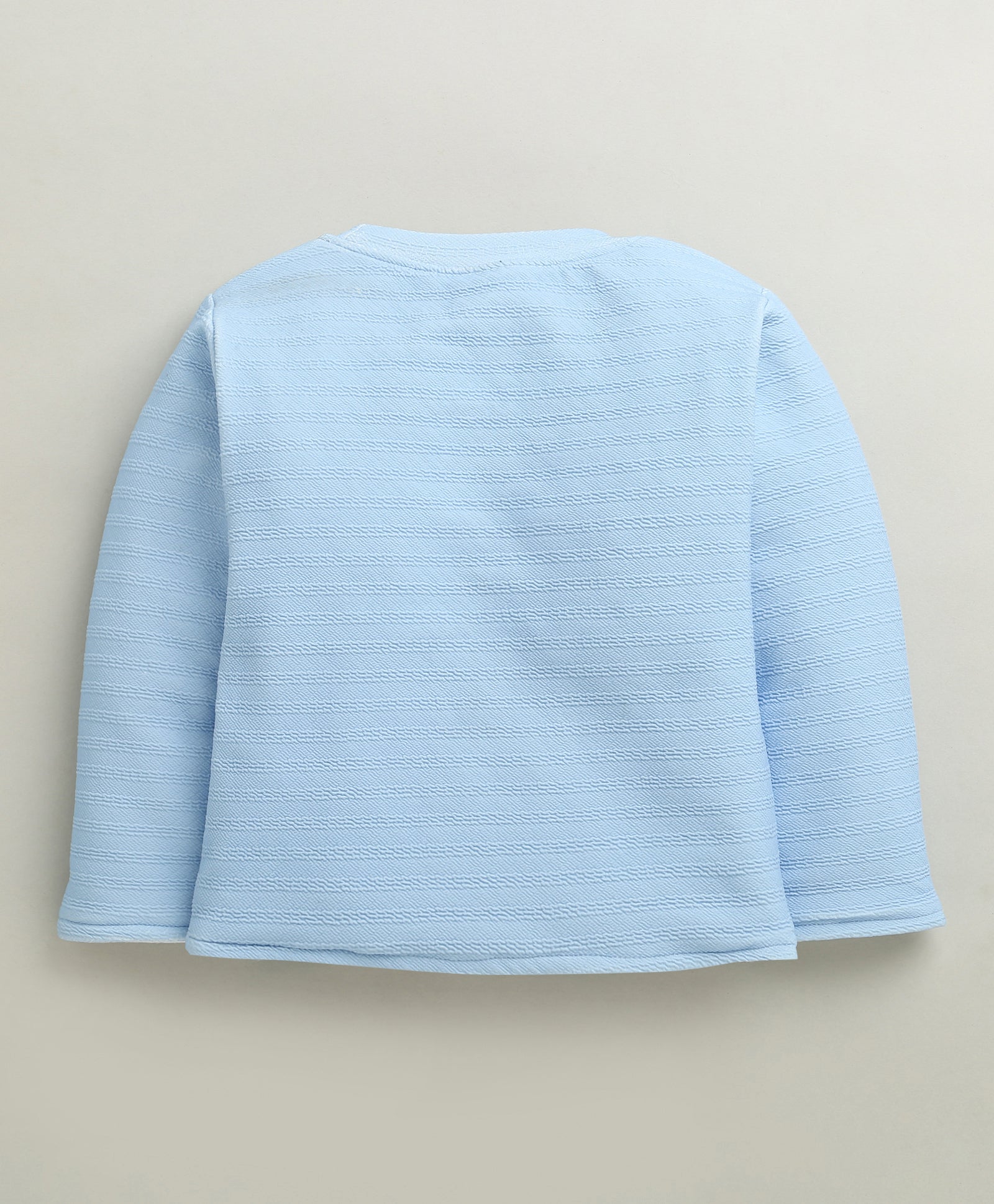 Cream & Sky Blue Boys Full Sleeves Poly Blend Dungaree Set / Romper