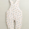 Cream & Sky Blue Boys Full Sleeves Poly Blend Dungaree Set / Romper