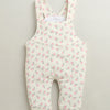 Cream & Pink Girls Full Sleeves Poly Blend Dungaree Set / Romper