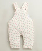 Bumzee Cream & Pink Floral Print Romper, Full Sleeves