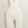 Cream & Pink Girls Full Sleeves Poly Blend Dungaree Set / Romper