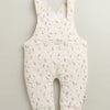 Cream & Peach Girls Full Sleeves Poly Blend Dungaree Set / Romper