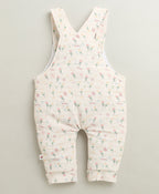 Bumzee Cream & Peach Floral Print Romper, Full Sleeves