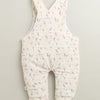 Cream & Peach Girls Full Sleeves Poly Blend Dungaree Set / Romper