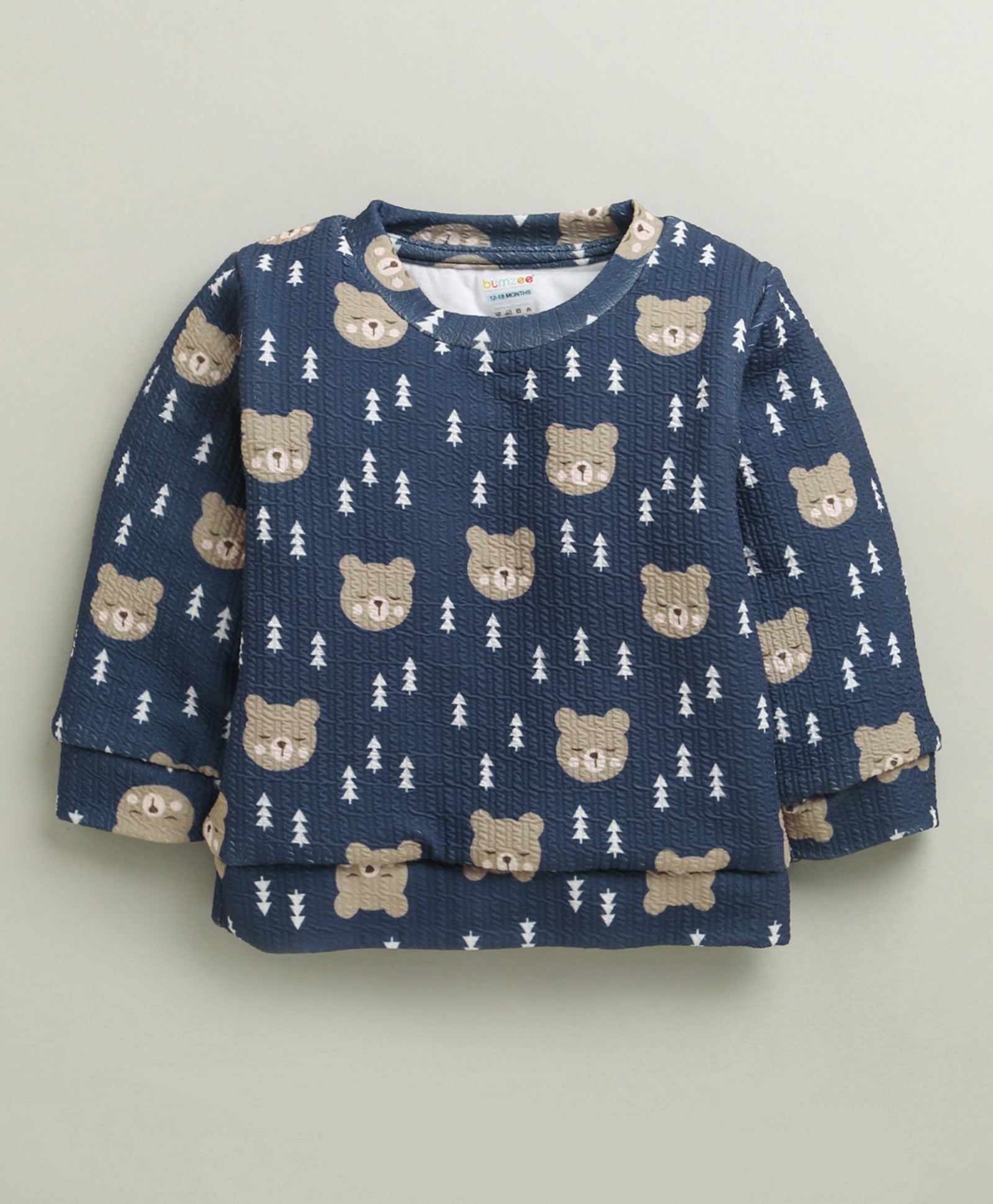 Navy Boys Full Sleeves Poly Blend Winter Wear Set