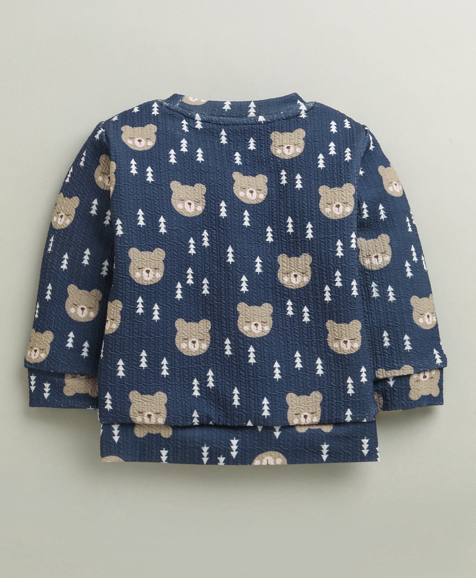 Navy Boys Full Sleeves Poly Blend Winter Wear Set