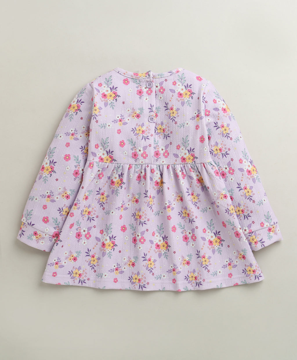 Bumzee Lavender Floral Print Frock, Full Sleeves