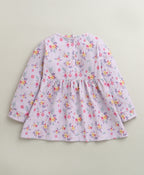 Bumzee Lavender Floral Print Frock, Full Sleeves
