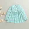 Aqua Blue Girls Full Sleeves Poly Blend Frock / Dress
