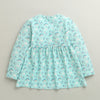 Aqua Blue Girls Full Sleeves Poly Blend Frock / Dress