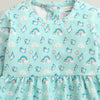 Aqua Blue Girls Full Sleeves Poly Blend Frock / Dress
