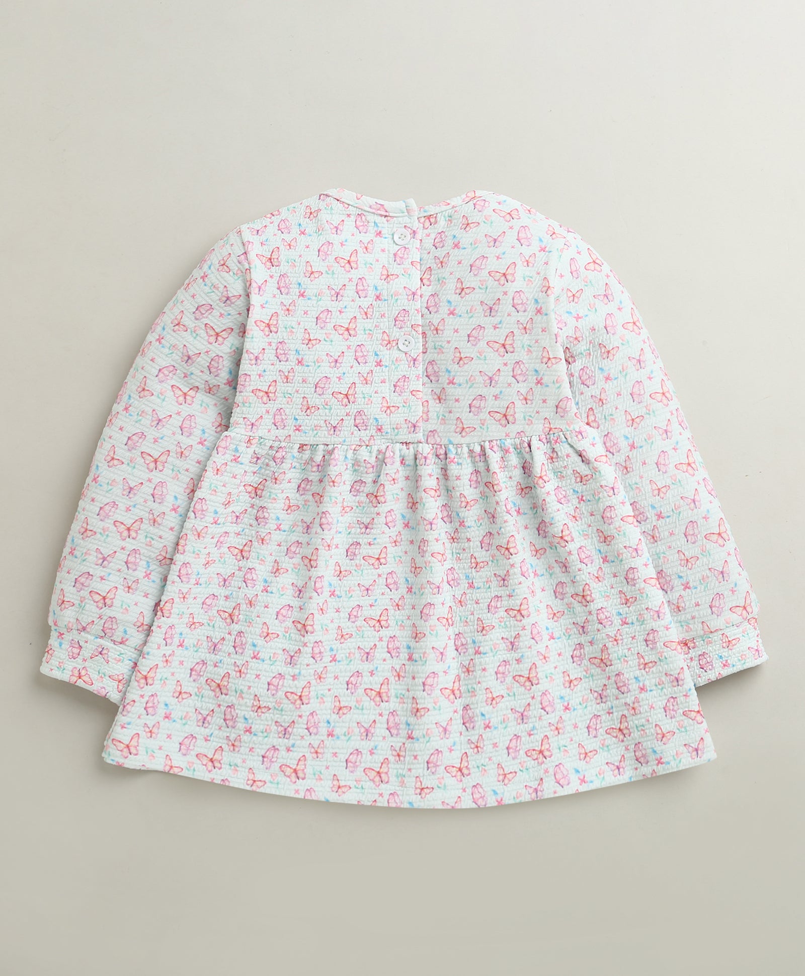 Mint Green Girls Full Sleeves Poly Blend Frock / Dress