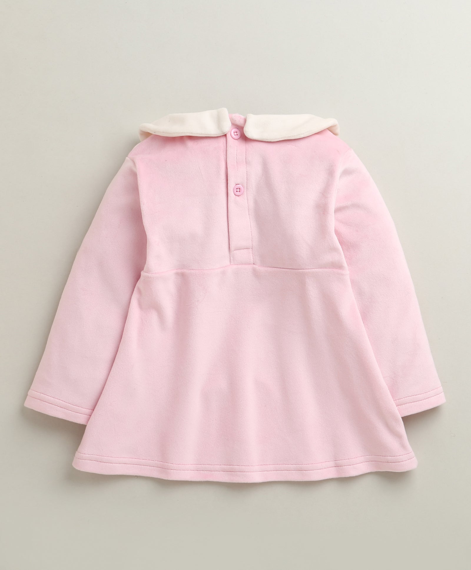 Pink Girls Full Sleeves Poly Blend Frock / Dress