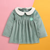 Teal Girls Full Sleeves Poly Blend Frock / Dress