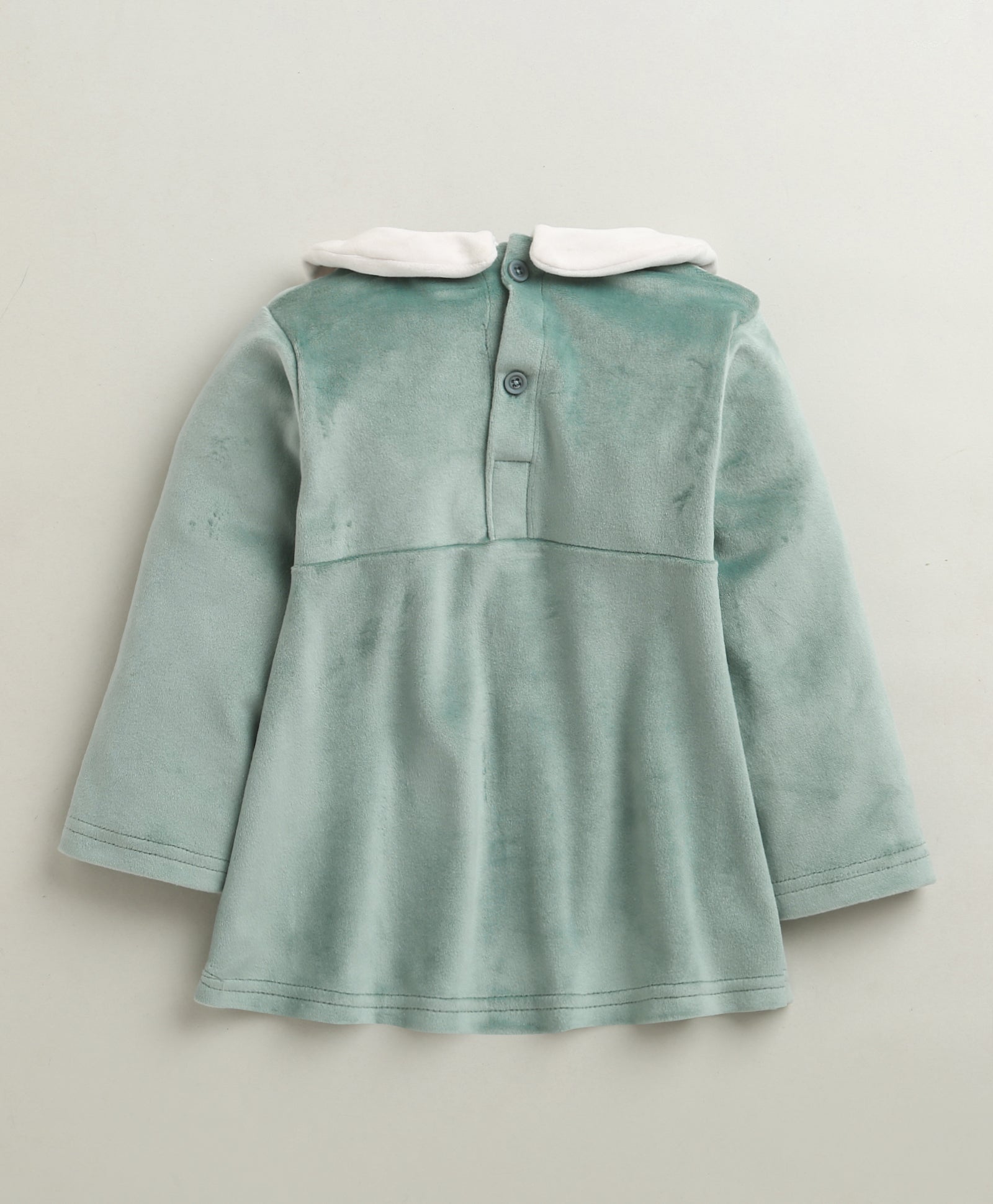 Teal Girls Full Sleeves Poly Blend Frock / Dress