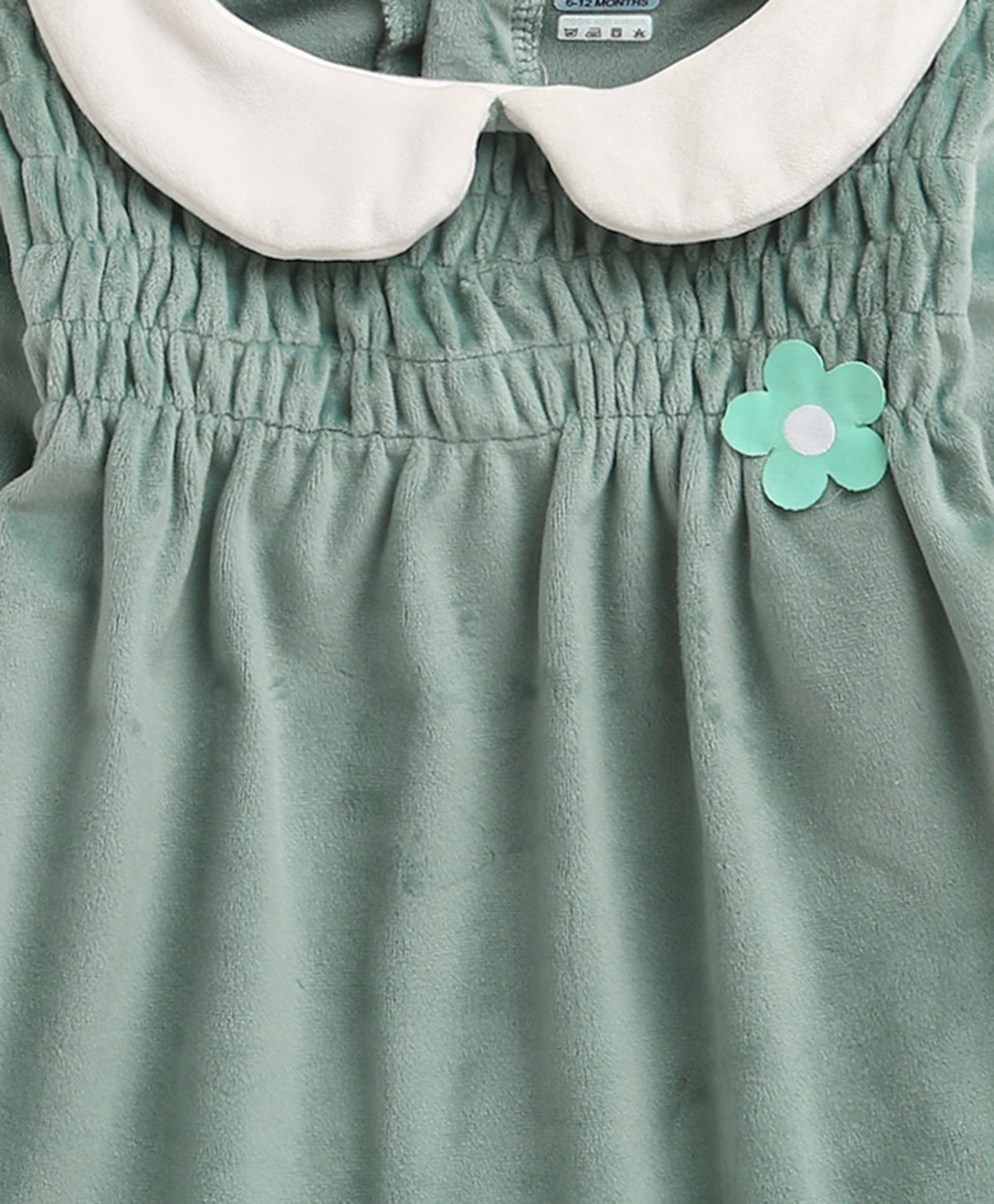 Teal Girls Full Sleeves Poly Blend Frock / Dress