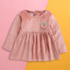 Peach Girls Full Sleeves Poly Blend Frock / Dress