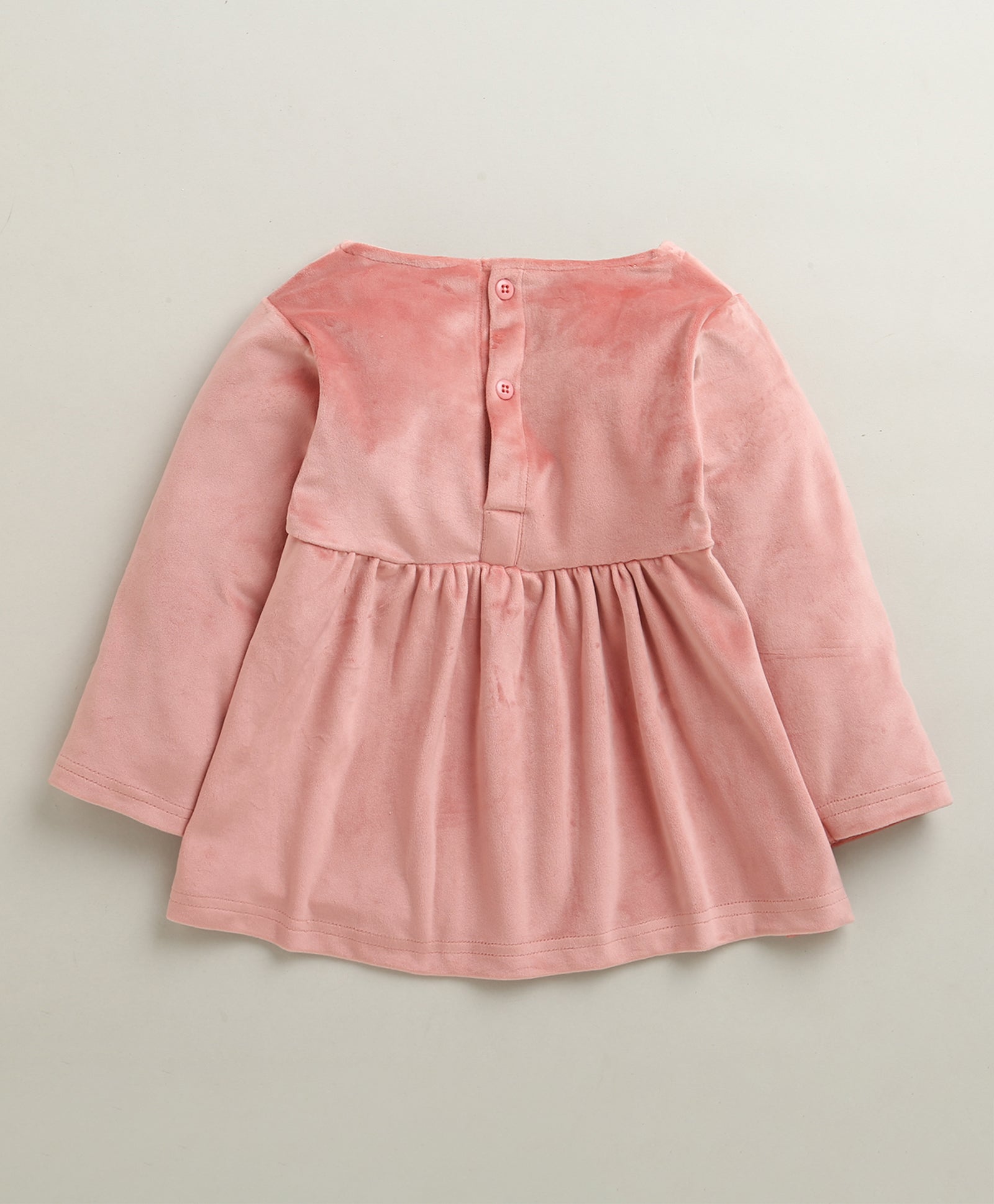Peach Girls Full Sleeves Poly Blend Frock / Dress