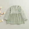 Green Girls Full Sleeves Poly Blend Frock / Dress