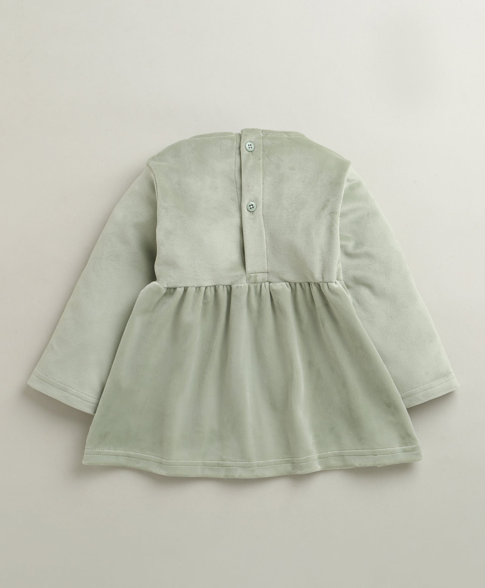Green Girls Full Sleeves Poly Blend Frock / Dress