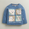 Blue & Beige Boys Full Sleeves Cotton T-Shirt & Pyjama Set