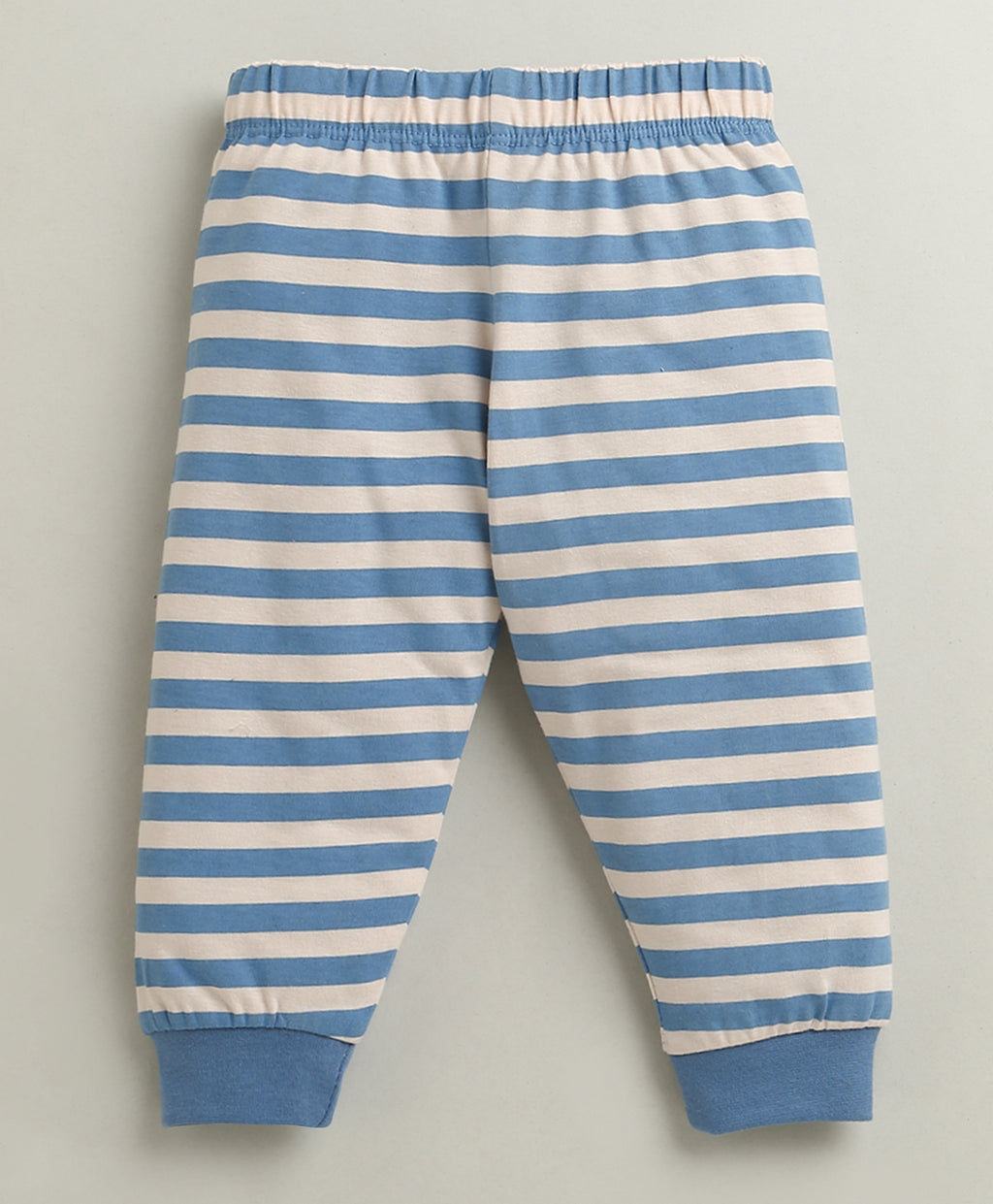 Bumzee Blue & Beige Animal Print T-Shirt & Pyjama Set, Full Sleeves, 100% Cotton