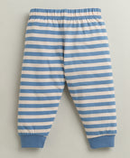 Bumzee Blue & Beige Animal Print T-Shirt & Pyjama Set, Full Sleeves, 100% Cotton