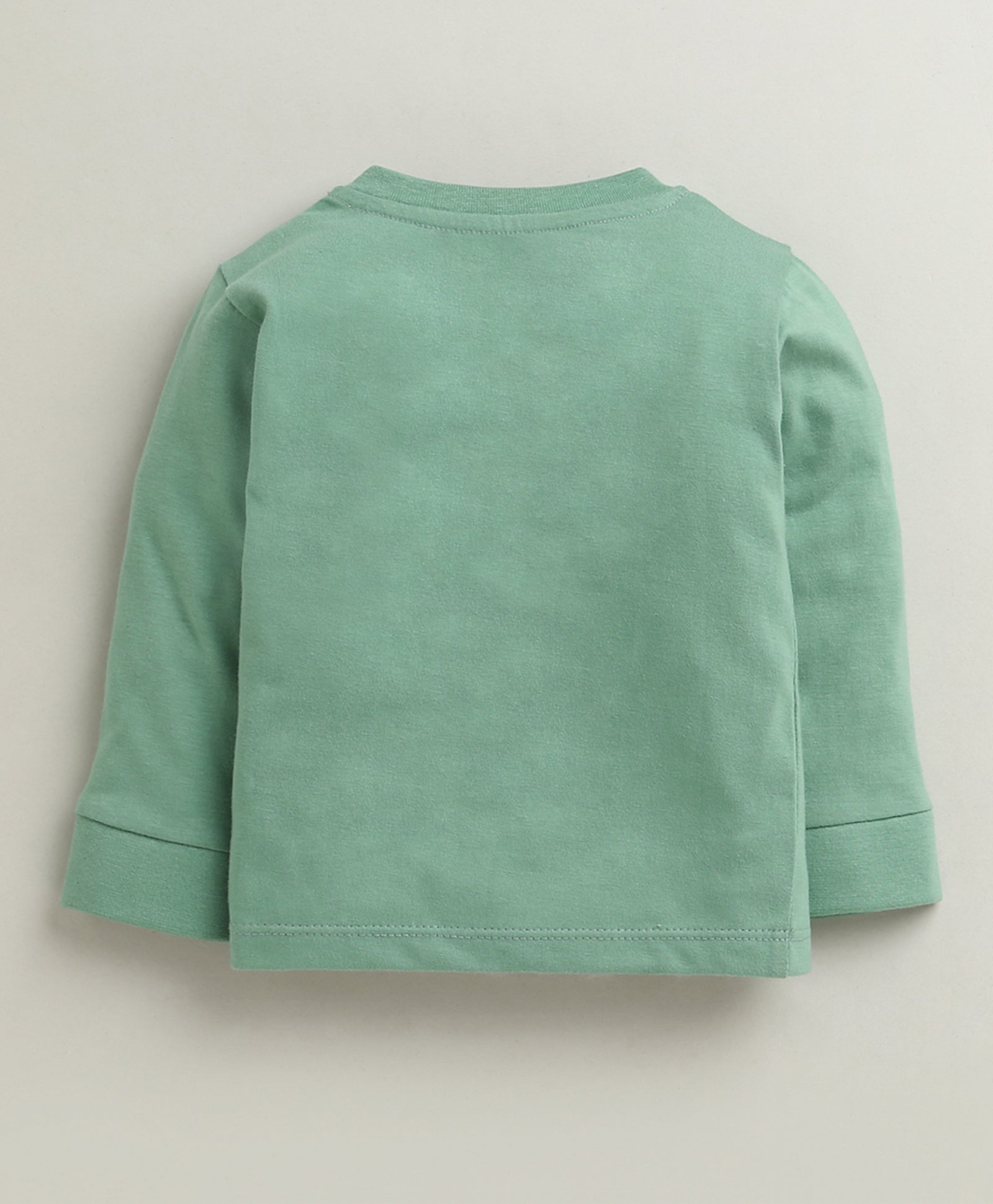 Beige & Green Boys Full Sleeves Cotton T-Shirt & Pyjama Set