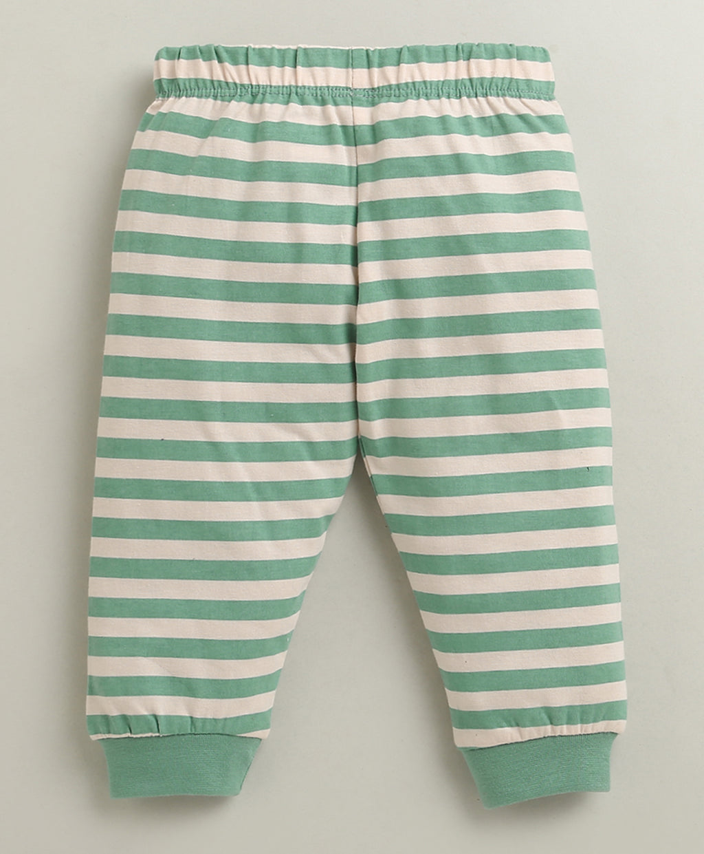 Bumzee Beige & Green Animal Print T-Shirt & Pyjama Set, Full Sleeves, 100% Cotton