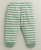 Bumzee Beige & Green Animal Print T-Shirt & Pyjama Set, Full Sleeves, 100% Cotton