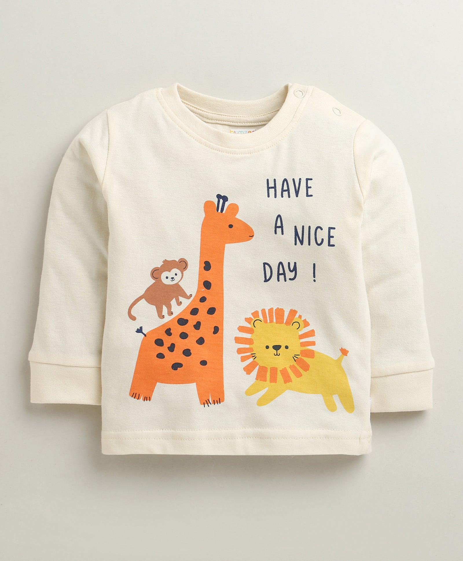 Beige Boys Full Sleeves Cotton T-Shirt & Pyjama Set