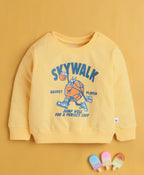 Bumzee Yellow Animal Print Sweatshirt, Full Sleeves, 100% Cotton (Style Peb10768)