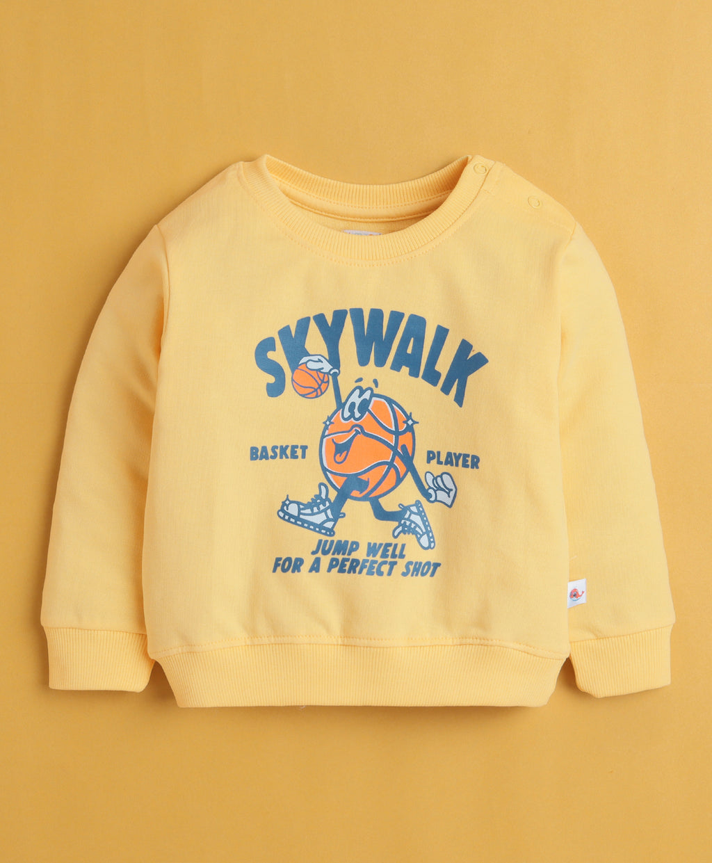 Bumzee Yellow Animal Print Sweatshirt, Full Sleeves, 100% Cotton (Style Peb10768)