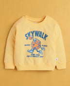 Bumzee Yellow Animal Print Sweatshirt, Full Sleeves, 100% Cotton (Style Peb10768)