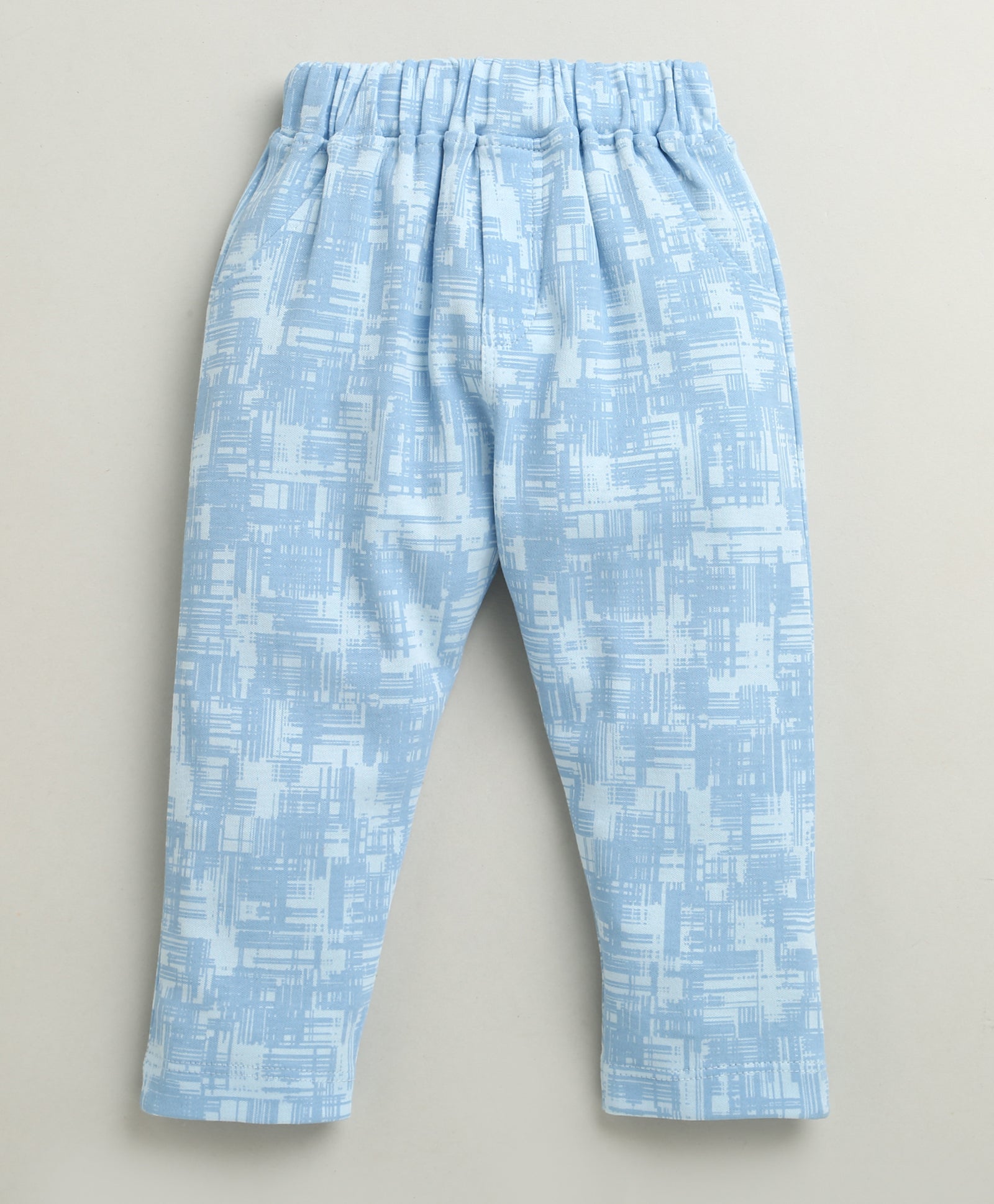 BUMZEE Sky Blue & White Boys Full Sleeves Cotton Formal Set With Attached Waistcoat