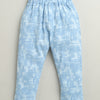 BUMZEE Sky Blue & White Boys Full Sleeves Cotton Formal Set With Attached Waistcoat