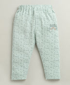 Bumzee Green & White Abstract Print Formal Set, Full Sleeves, 100% Cotton
