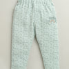 BUMZEE Green & White Boys Full Sleeves Cotton Formal Set With Attached Waistcoat