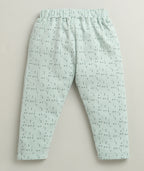 Bumzee Green & White Abstract Print Formal Set, Full Sleeves, 100% Cotton