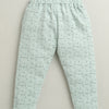 BUMZEE Green & White Boys Full Sleeves Cotton Formal Set With Attached Waistcoat