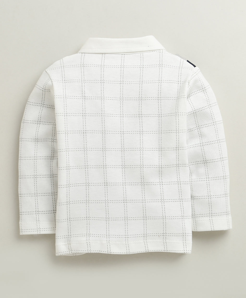 Bumzee Navy & White Checked Formal Set, Full Sleeves, 100% Cotton, Attached Waistcoat