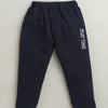 BUMZEE Navy & White Boys Full Sleeves Cotton Formal Set With Attached Waistcoat