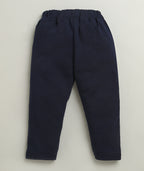 Bumzee Navy & White Checked Formal Set, Full Sleeves, 100% Cotton, Attached Waistcoat