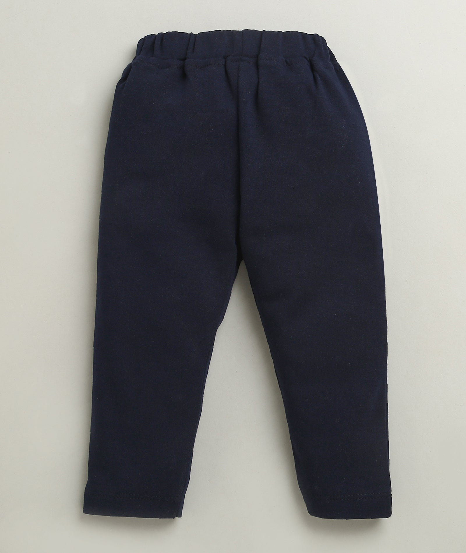 BUMZEE Navy & White Boys Full Sleeves Cotton Formal Set With Attached Waistcoat